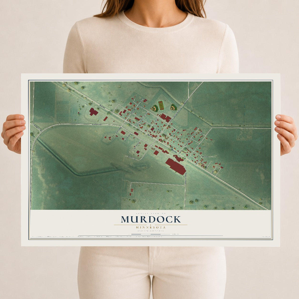 Map of Murdock, Minnesota, 12 x 18 inch unframed archival matte print