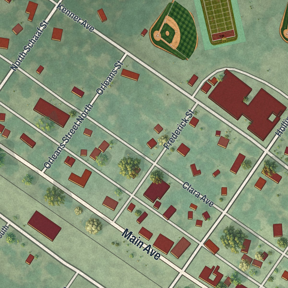 Close-up of the map of Murdock, Minnesota print showing street and building detail