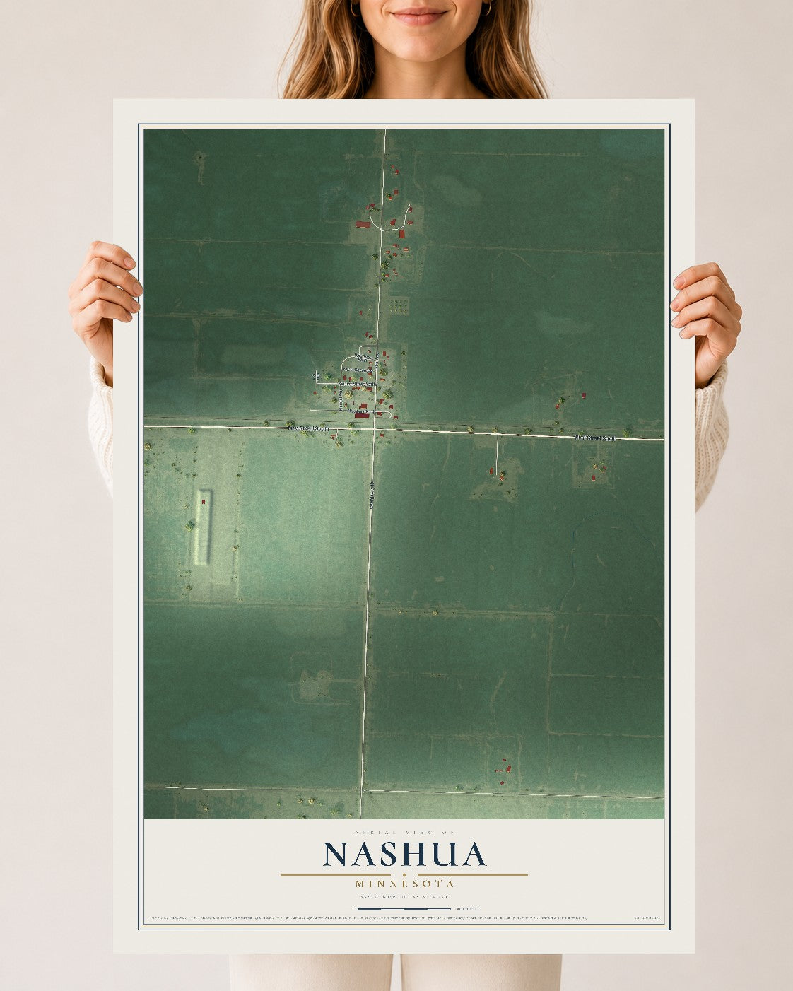 Map of Nashua, Minnesota, 24 x 36 inch unframed archival matte print