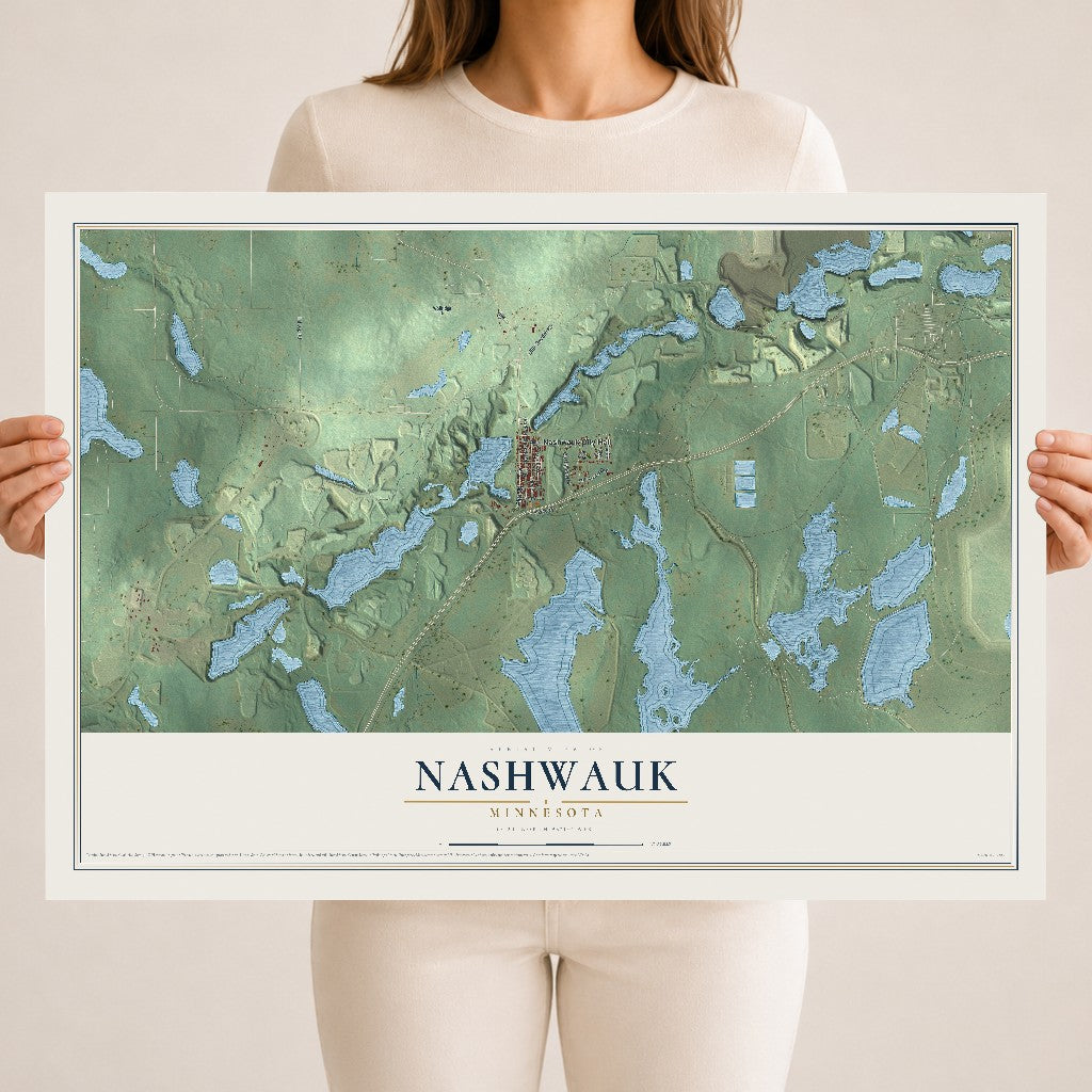 Map of Nashwauk, Minnesota, 18 x 24 inch unframed archival matte print