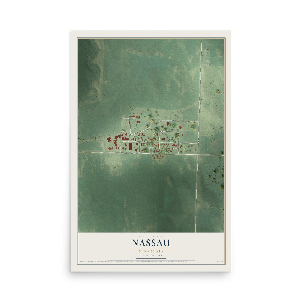 Map of Nassau, Minnesota, 12 x 18 inch unframed archival matte print