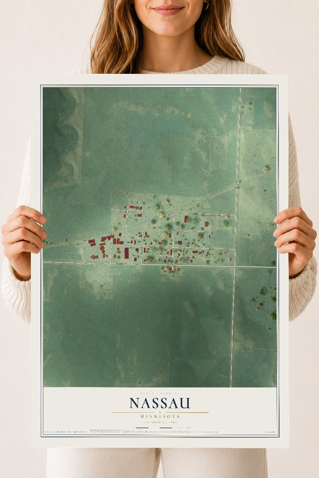 Map of Nassau, Minnesota, 18 x 24 inch unframed archival matte print