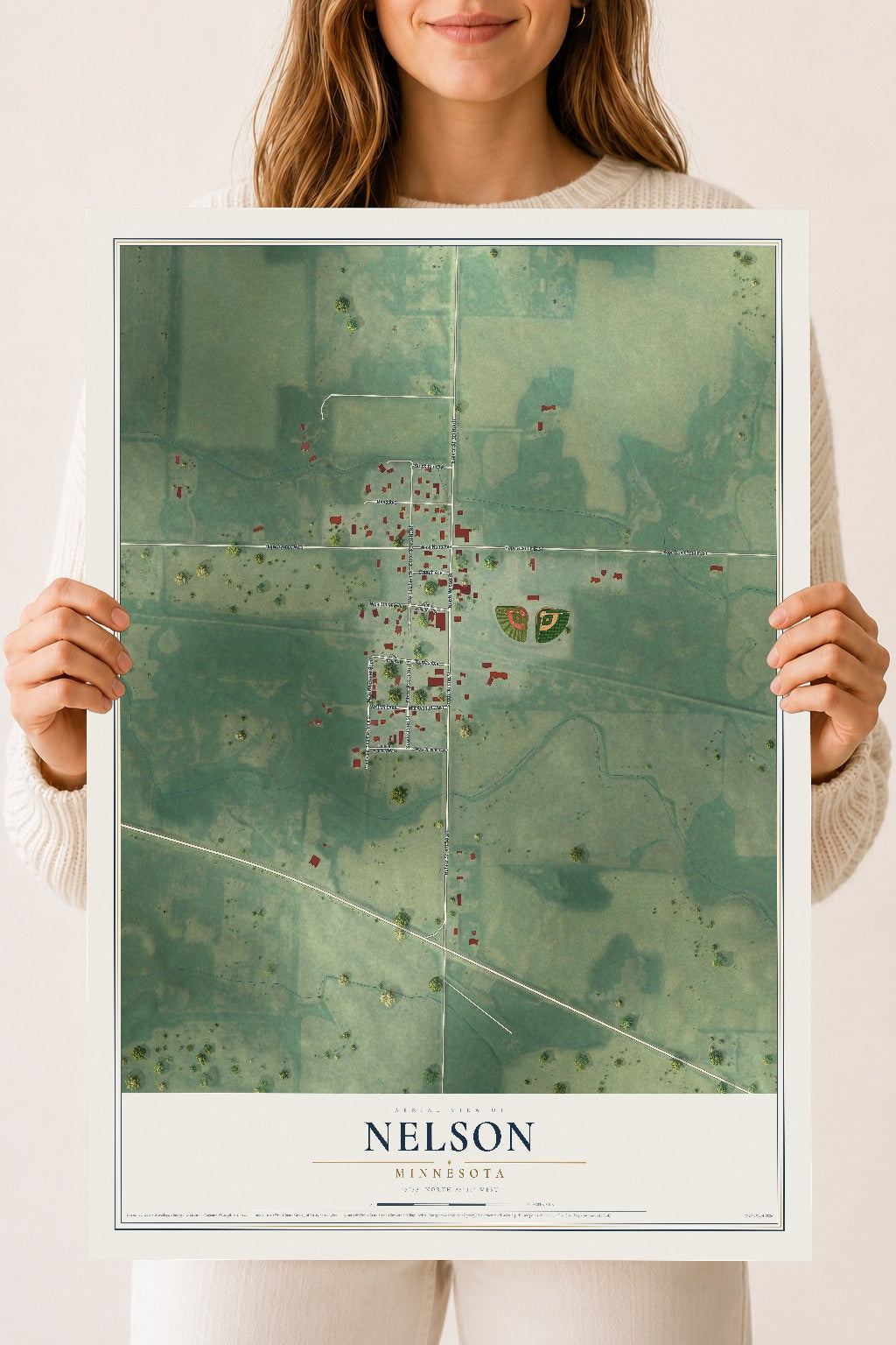 Map of Nelson, Minnesota, 18 x 24 inch unframed archival matte print