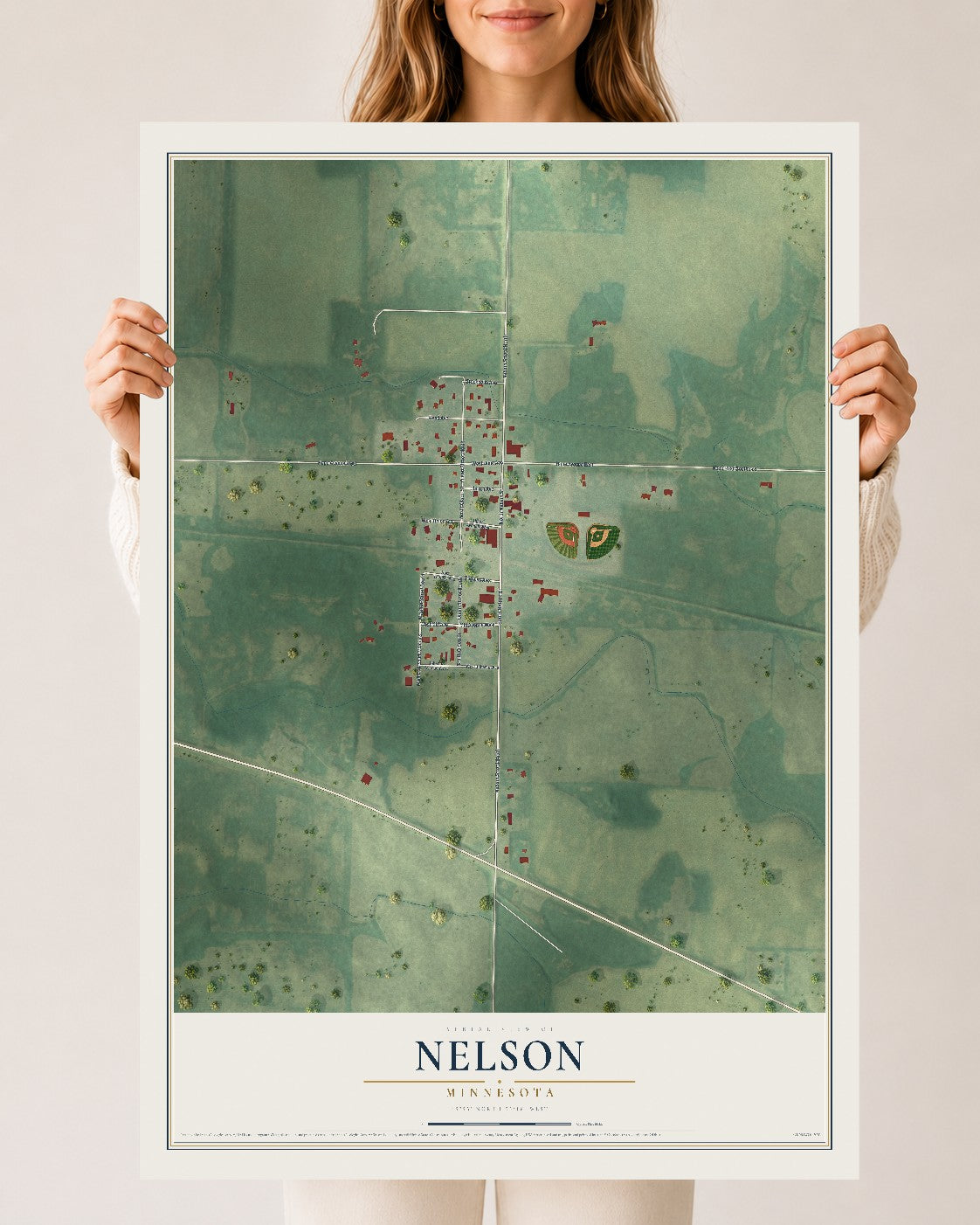 Map of Nelson, Minnesota, 24 x 36 inch unframed archival matte print