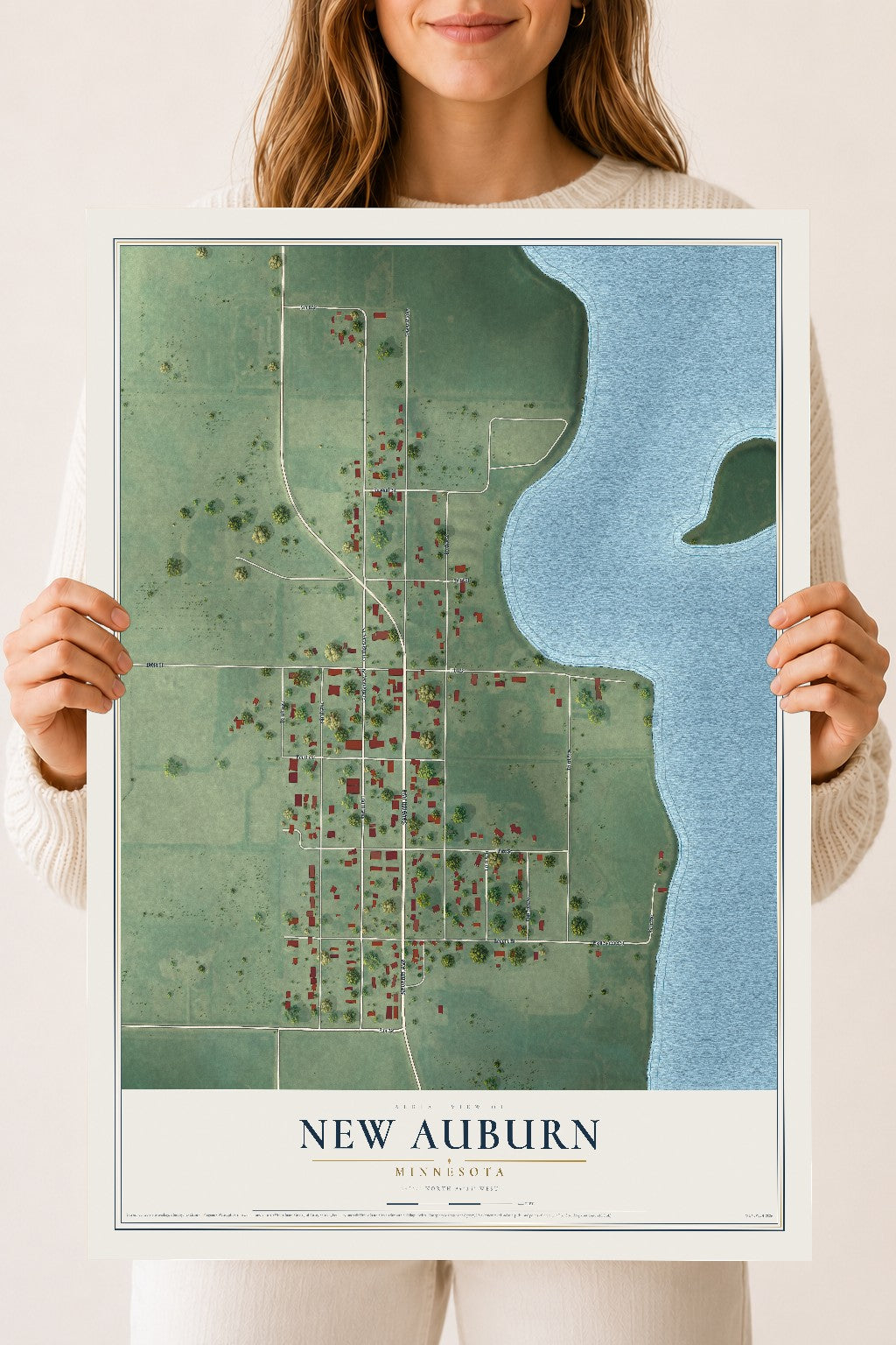 Map of New Auburn, Minnesota, 18 x 24 inch unframed archival matte print