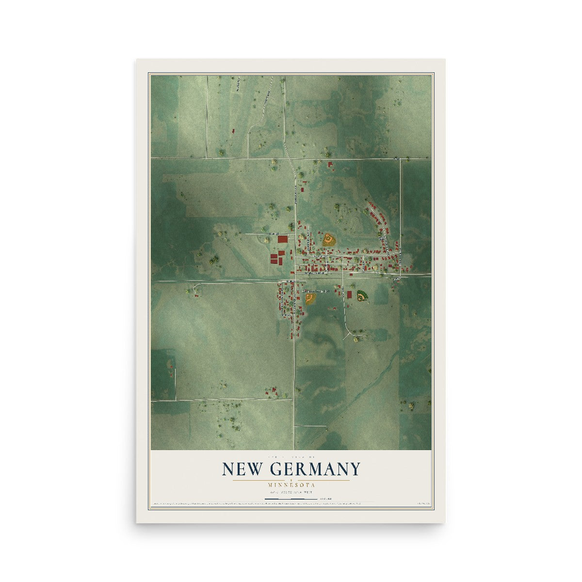 Map of New Germany, Minnesota, 12 x 18 inch unframed archival matte print