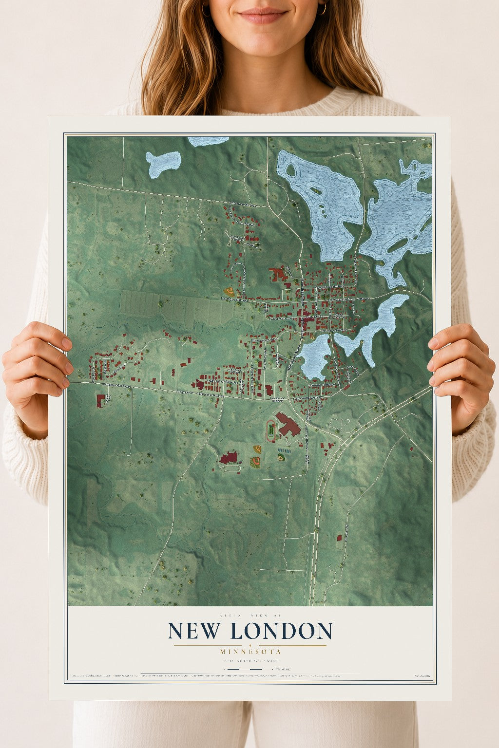 Map of New London, Minnesota, 18 x 24 inch unframed archival matte print