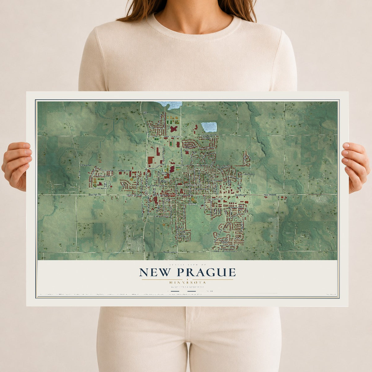 Map of New Prague, Minnesota, 12 x 18 inch unframed archival matte print
