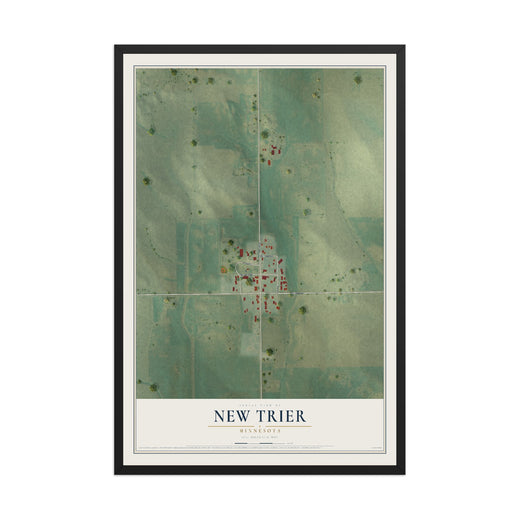 Map of New Trier, Minnesota, 12 x 18 inch print in a black wood frame