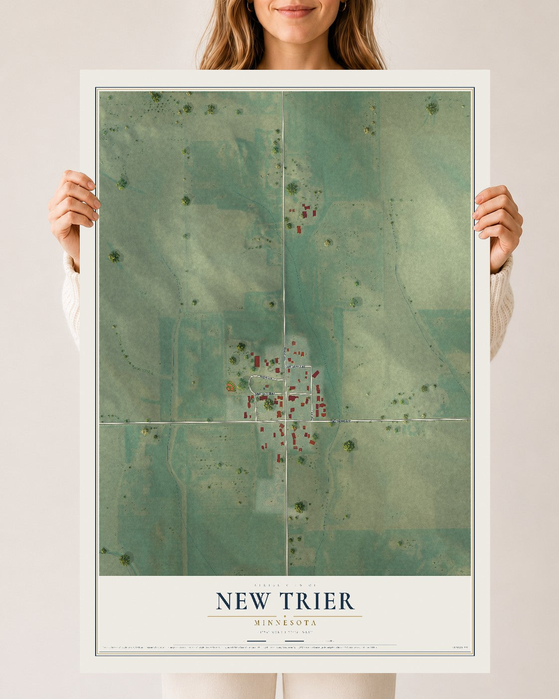 Map of New Trier, Minnesota, 24 x 36 inch unframed archival matte print