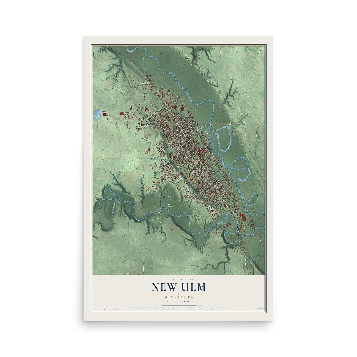 Map of New Ulm, Minnesota, 12 x 18 inch unframed archival matte print