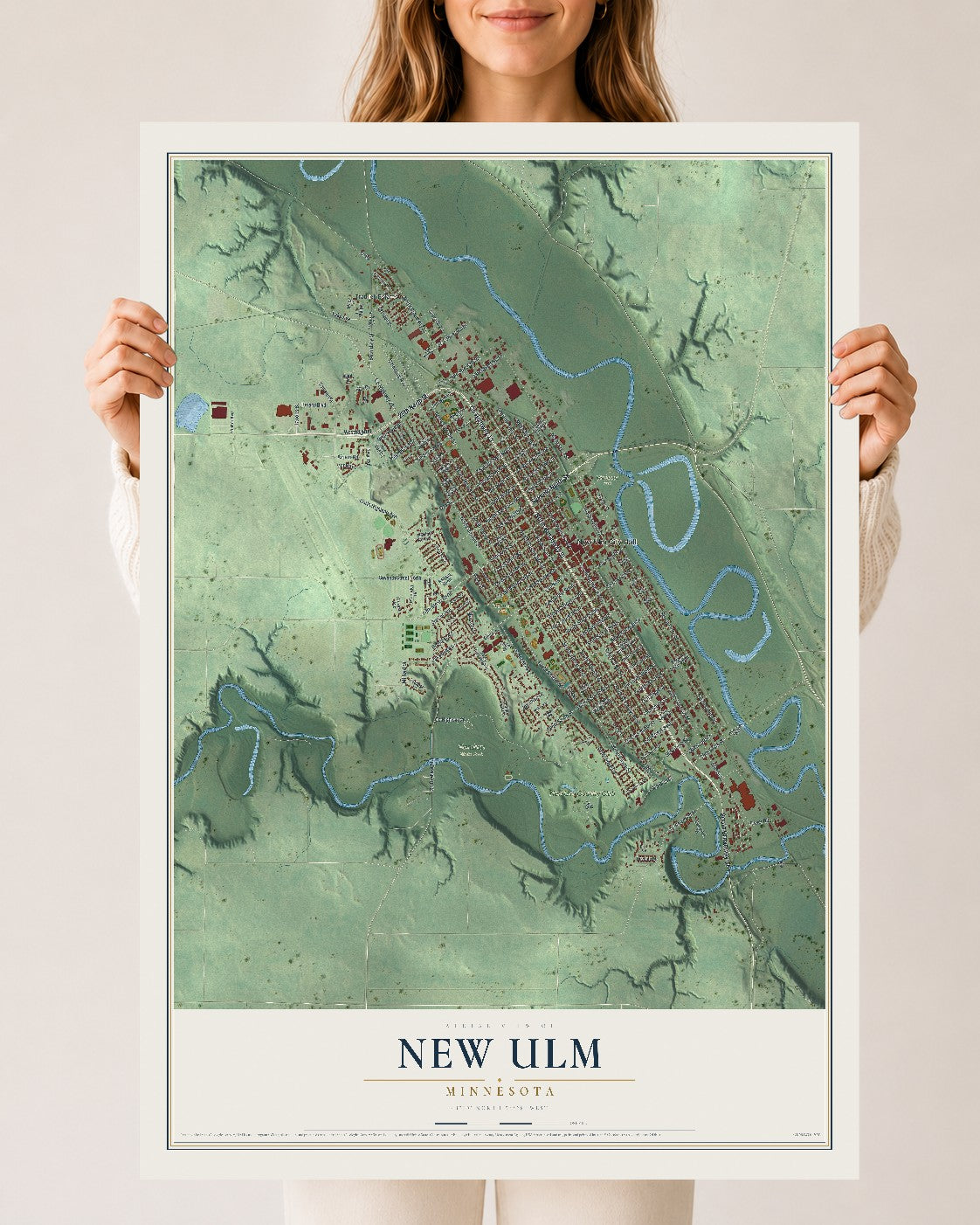 Map of New Ulm, Minnesota, 24 x 36 inch unframed archival matte print