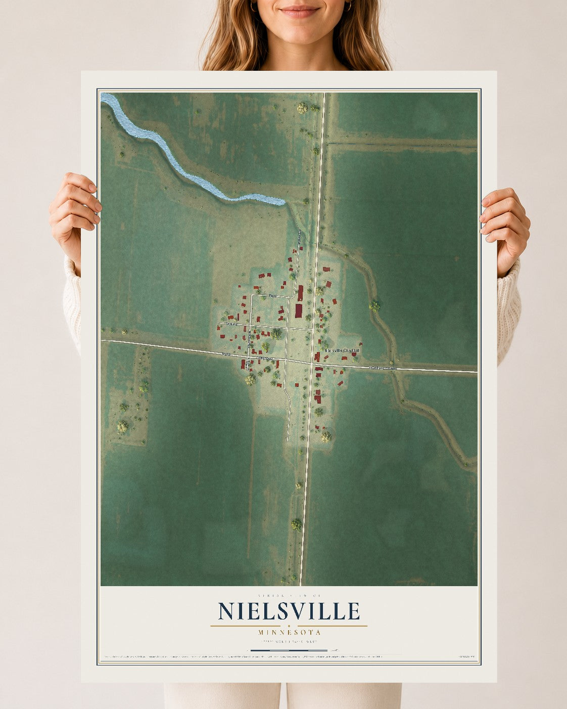 Map of Nielsville, Minnesota, 24 x 36 inch unframed archival matte print