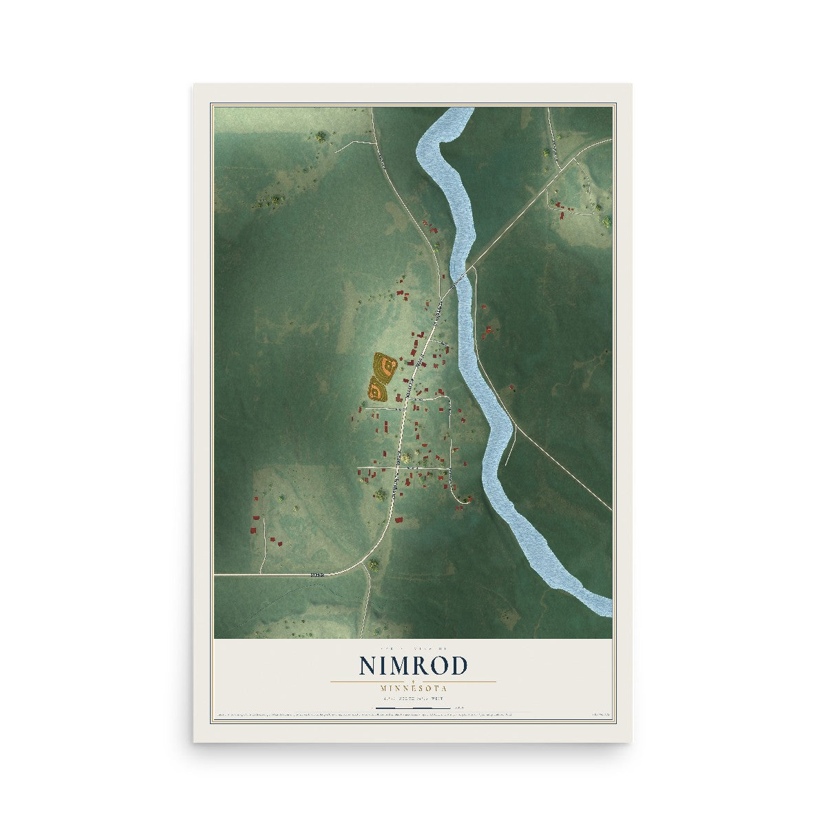 Map of Nimrod, Minnesota, 12 x 18 inch unframed archival matte print