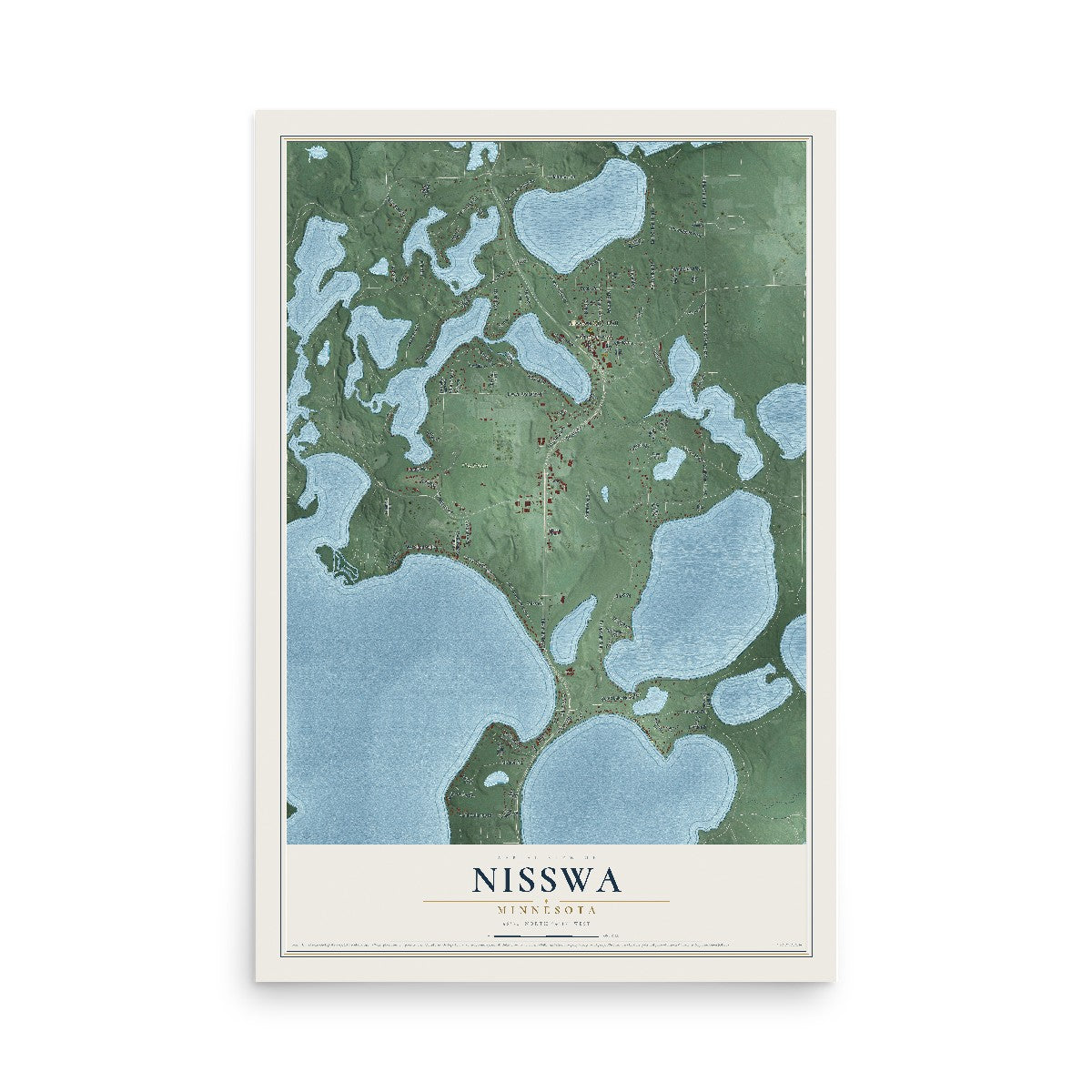Map of Nisswa, Minnesota, 12 x 18 inch unframed archival matte print