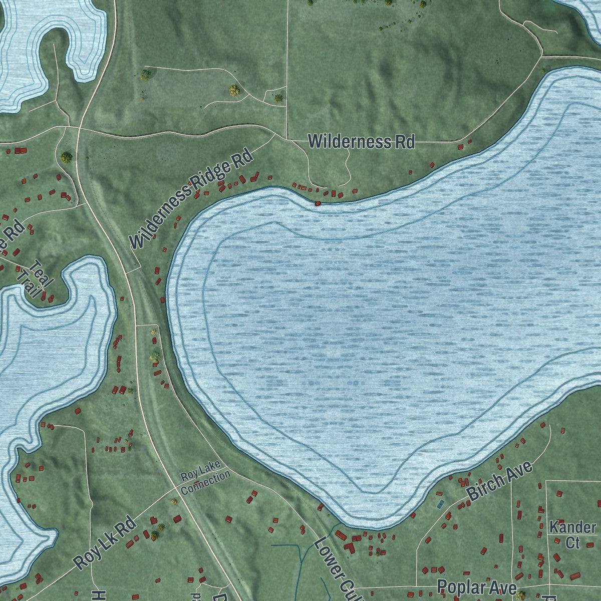 Second close-up of the map of Nisswa, Minnesota print showing more streets and buildings