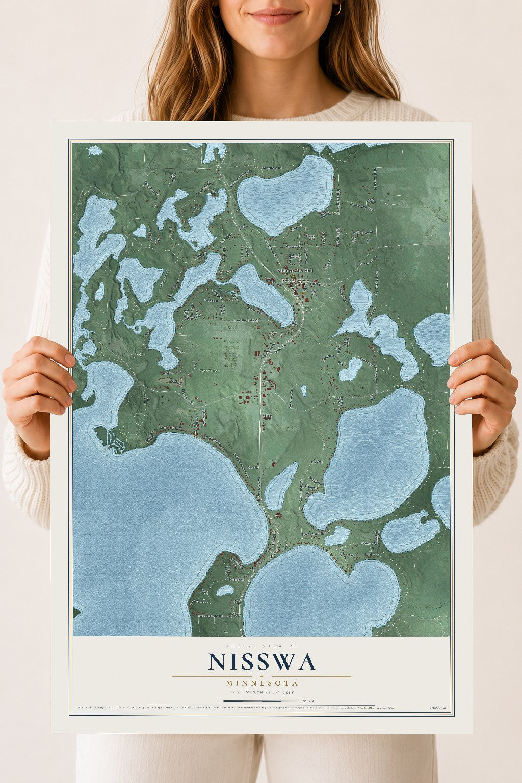 Map of Nisswa, Minnesota, 18 x 24 inch unframed archival matte print