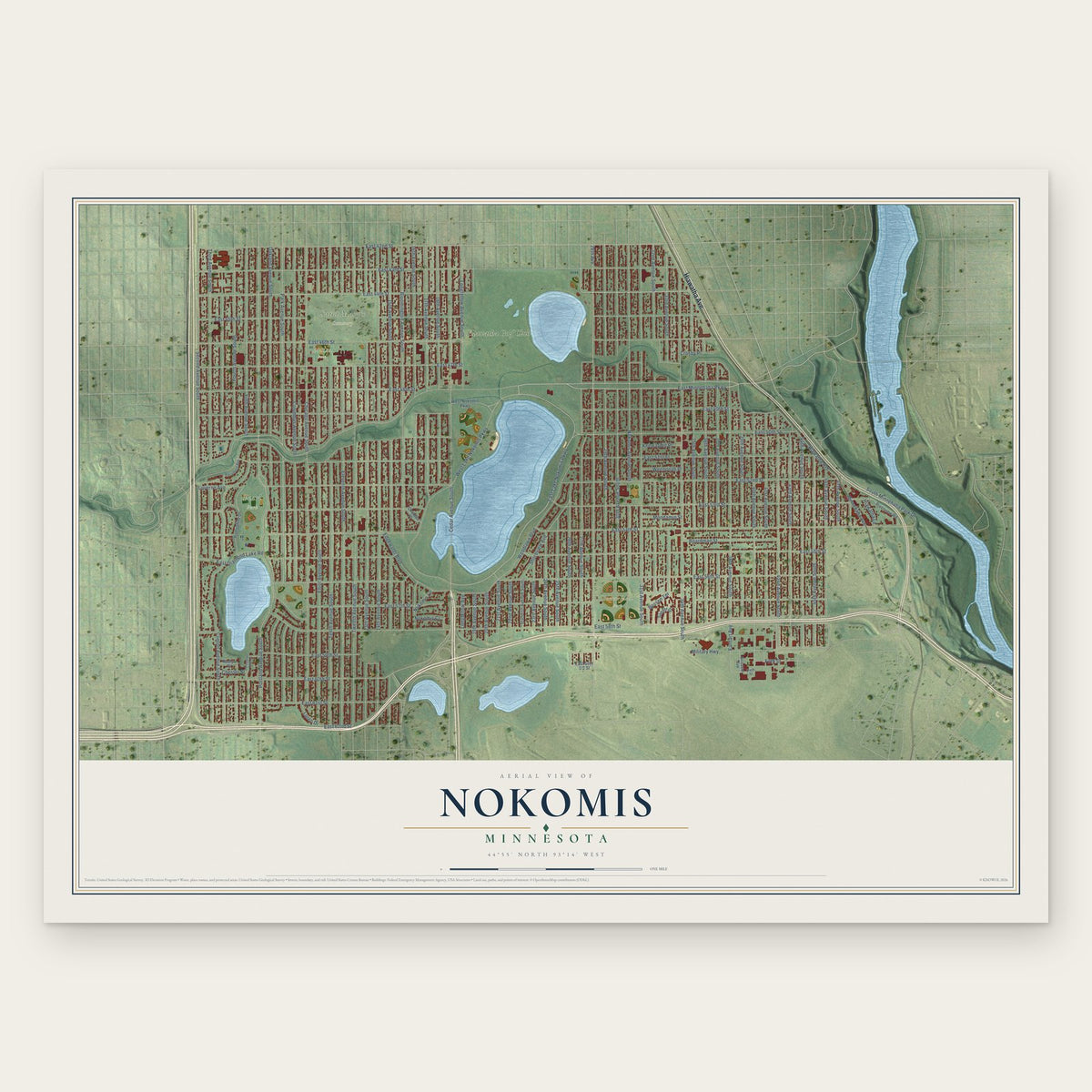Nokomis, Minnesota map print, the full design