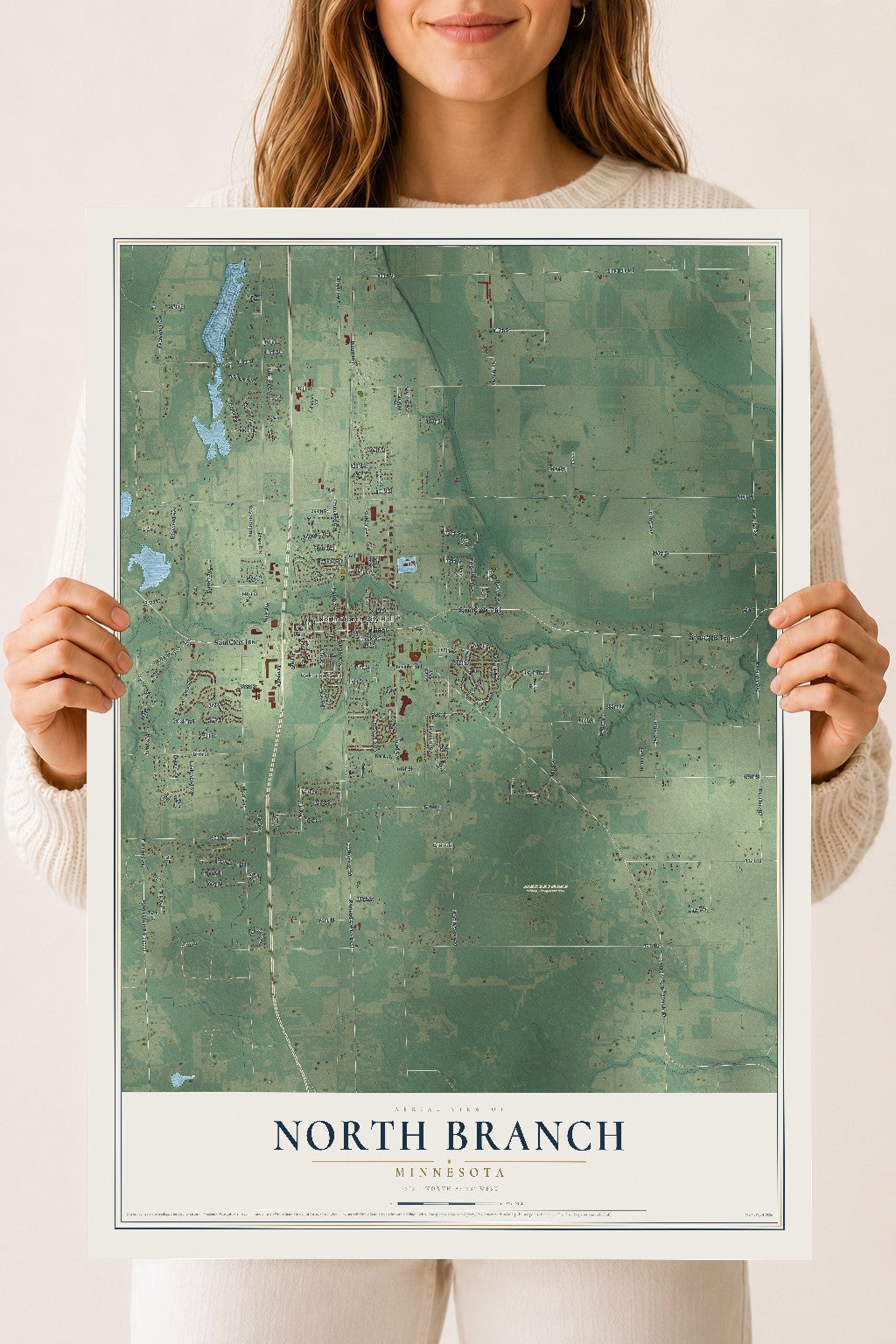Map of North Branch, Minnesota, 18 x 24 inch unframed archival matte print