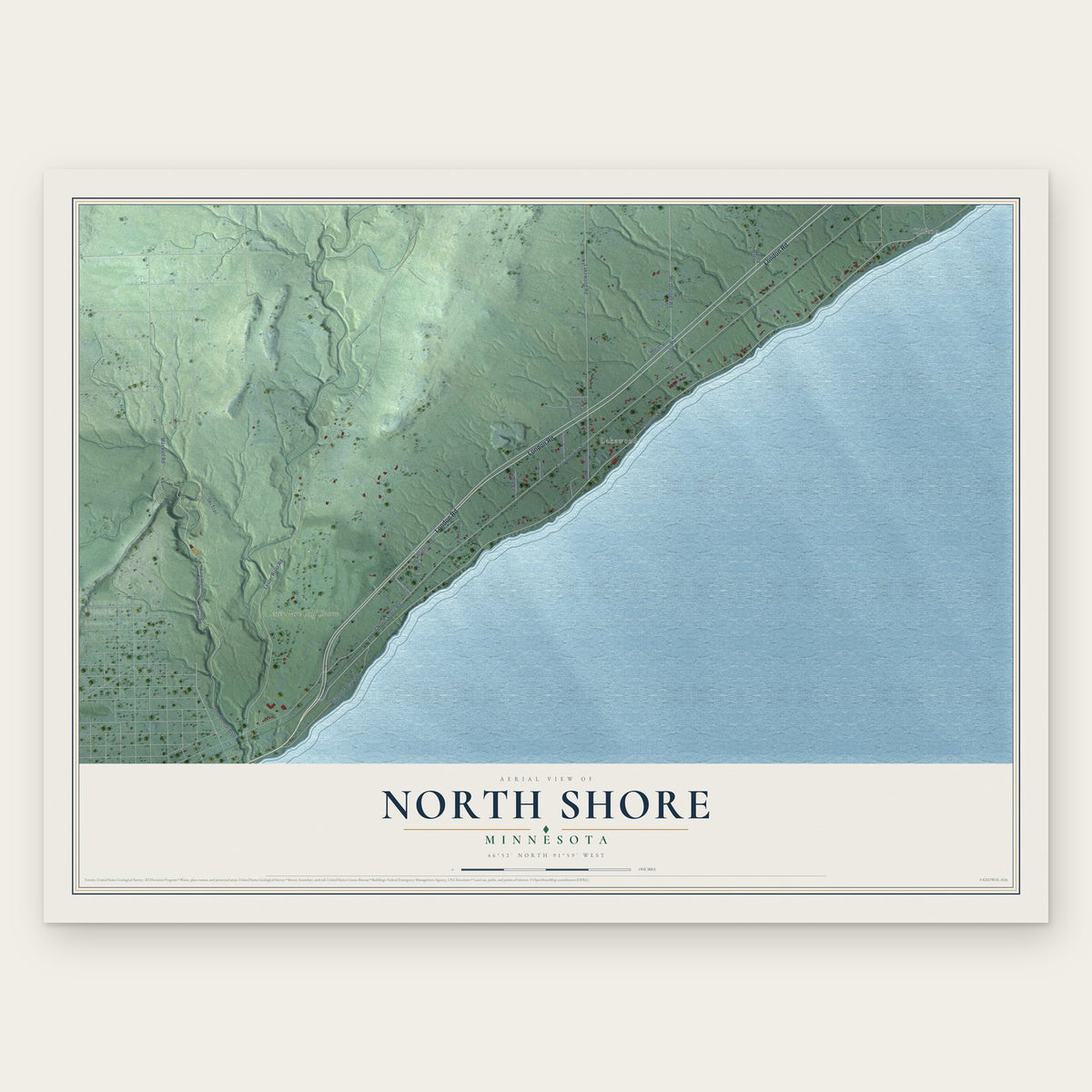 North Shore, Minnesota map print, the full design