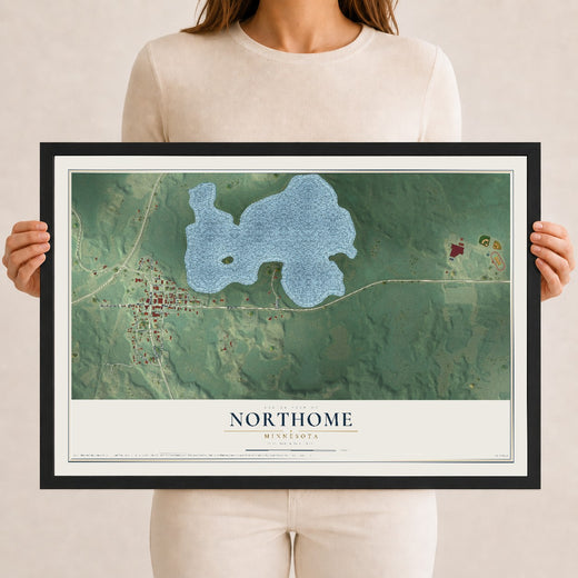 Map of Northome, Minnesota, 12 x 18 inch print in a black wood frame