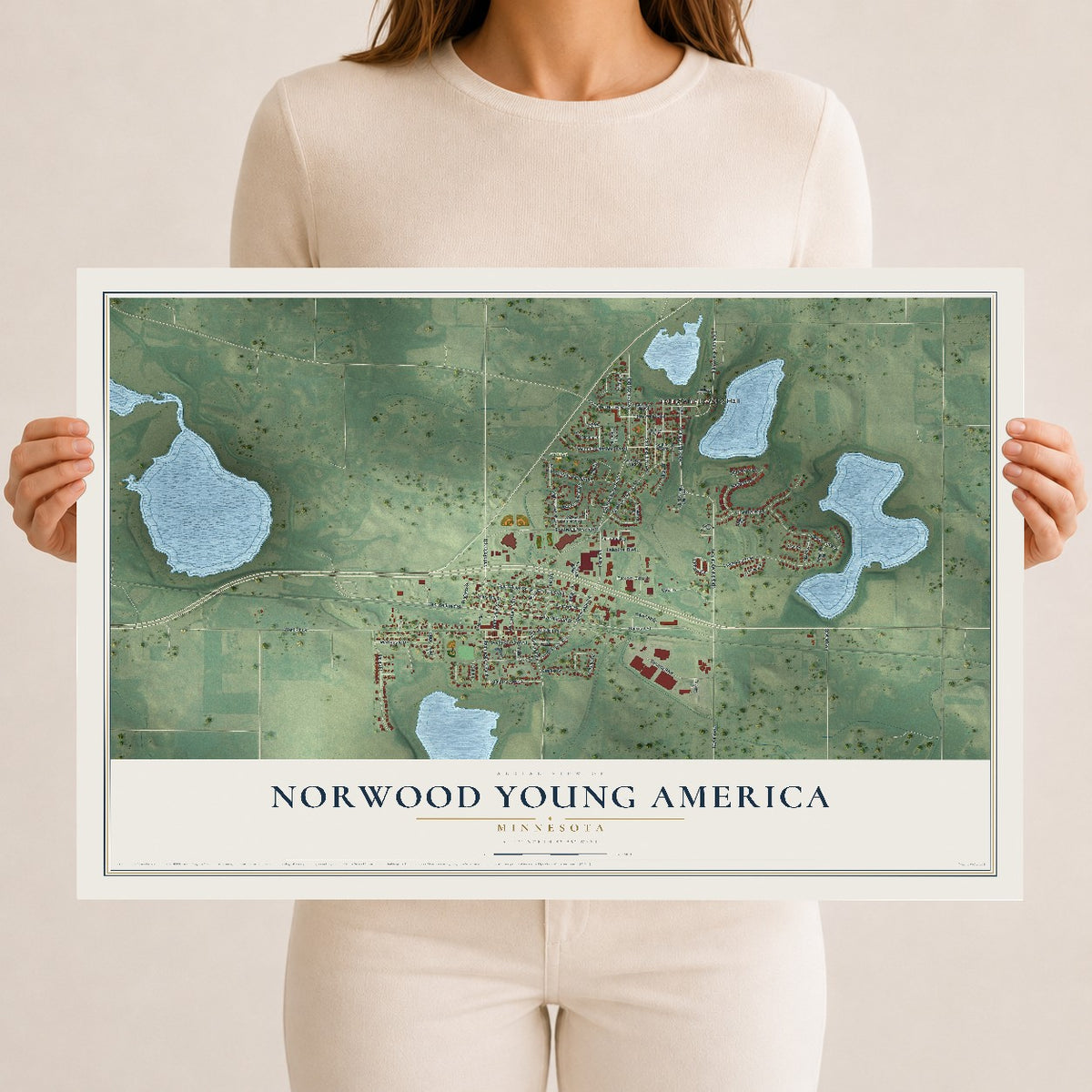 Map of Norwood Young America, Minnesota, 12 x 18 inch unframed archival matte print