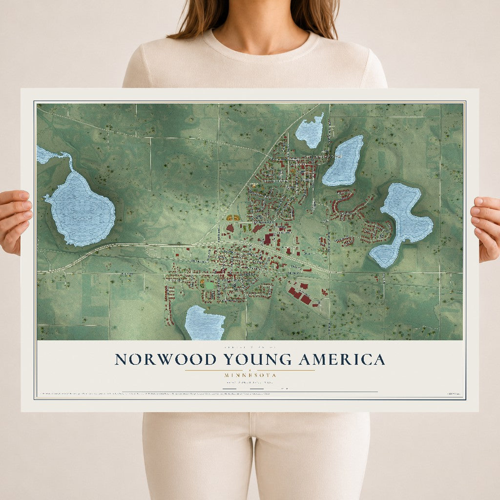 Map of Norwood Young America, Minnesota, 18 x 24 inch unframed archival matte print
