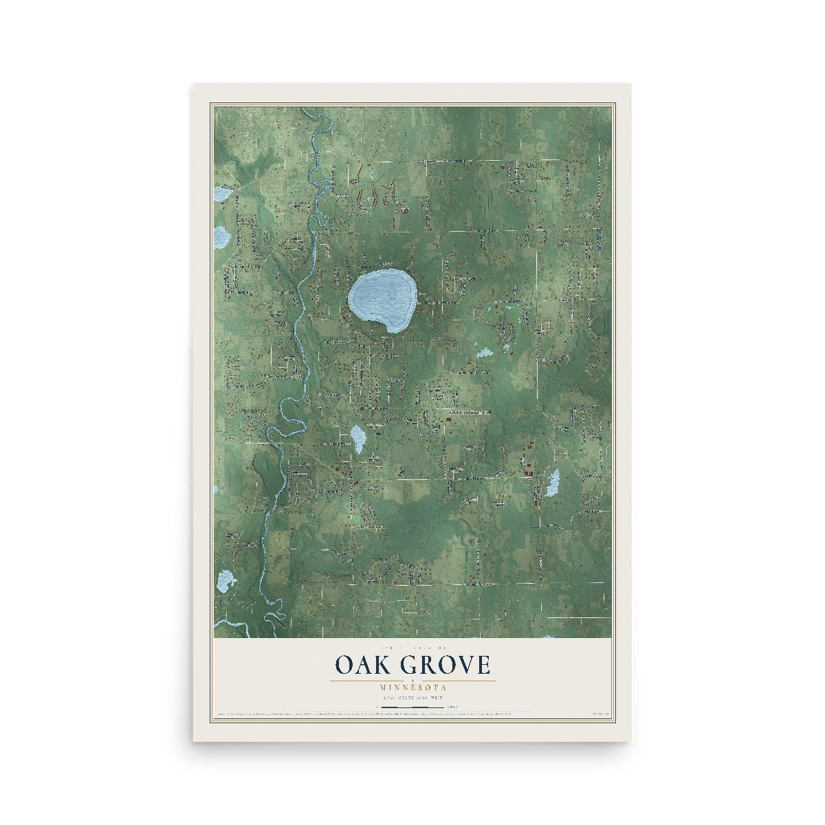 Map of Oak Grove, Minnesota, 12 x 18 inch unframed archival matte print