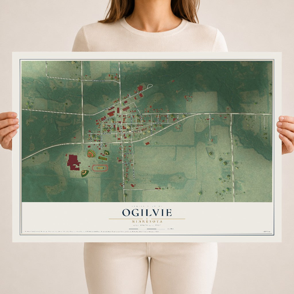 Map of Ogilvie, Minnesota, 18 x 24 inch unframed archival matte print