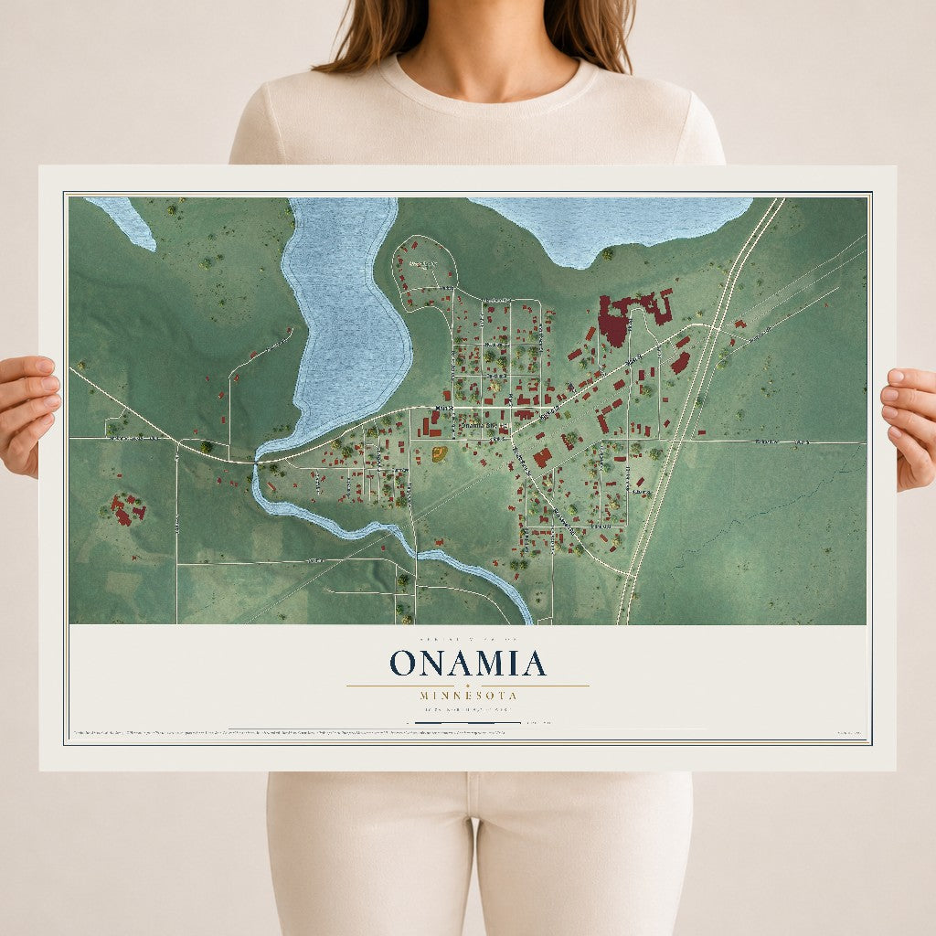 Map of Onamia, Minnesota, 18 x 24 inch unframed archival matte print