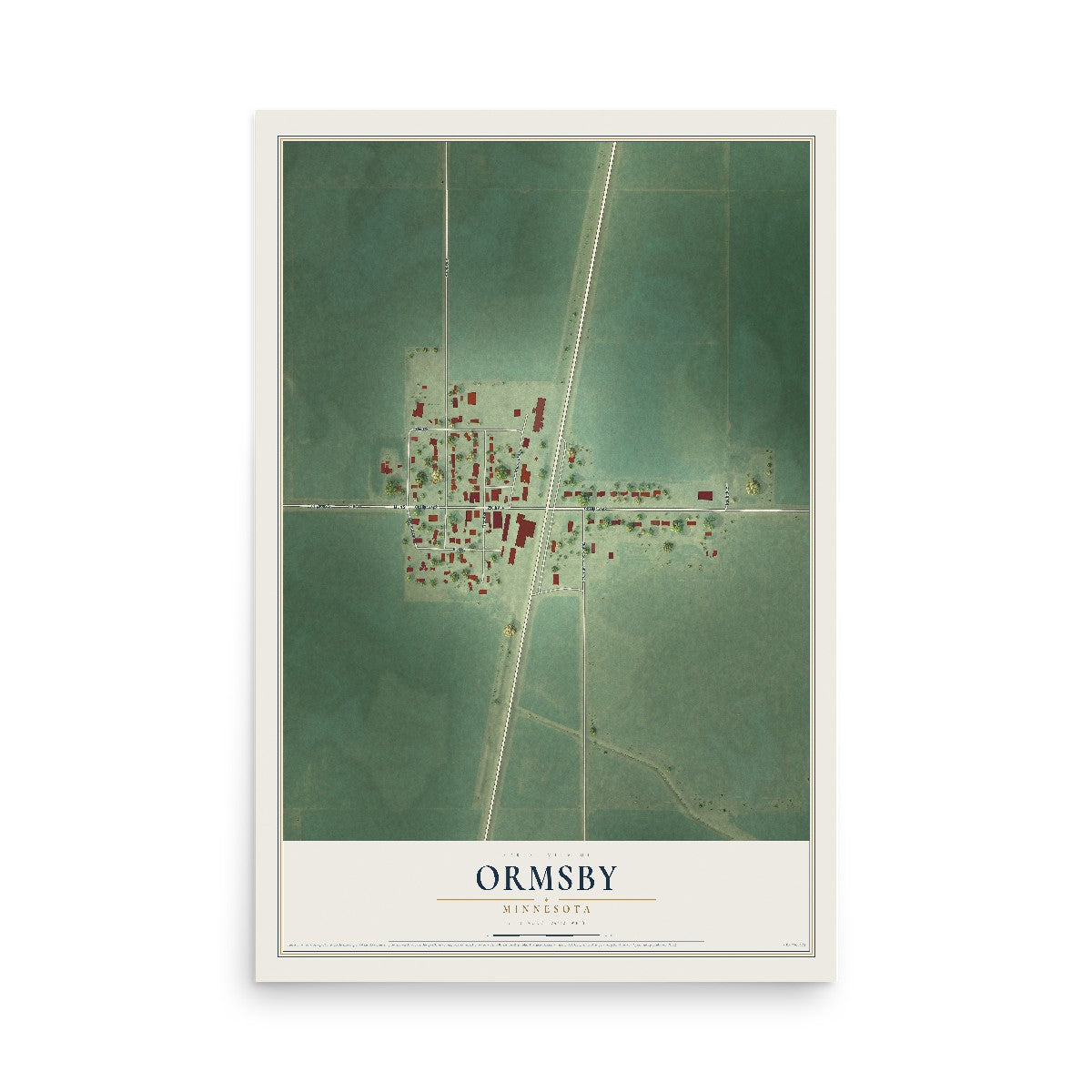 Map of Ormsby, Minnesota, 12 x 18 inch unframed archival matte print
