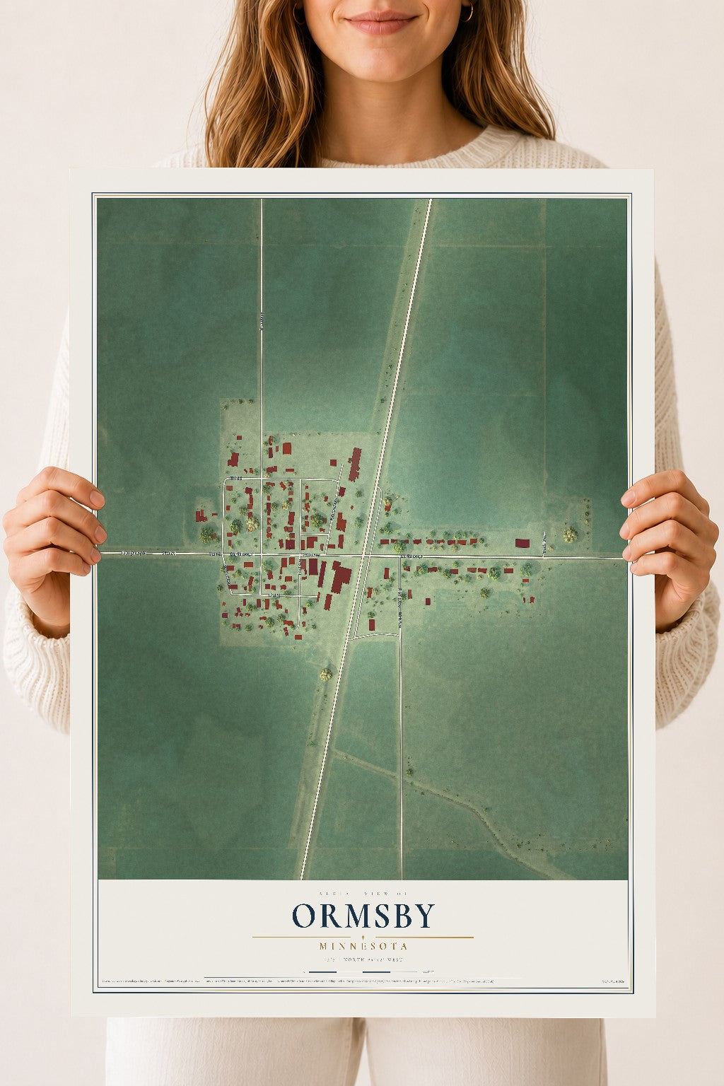 Map of Ormsby, Minnesota, 18 x 24 inch unframed archival matte print