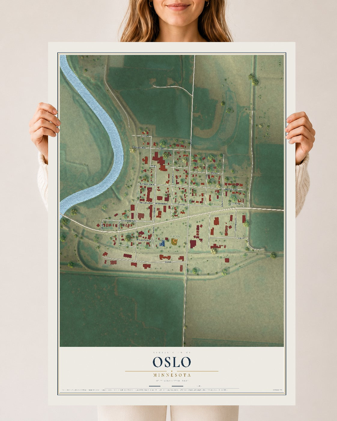 Map of Oslo, Minnesota, 24 x 36 inch unframed archival matte print