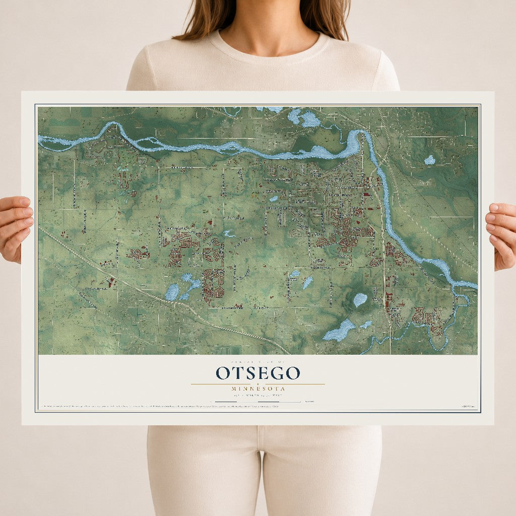 Map of Otsego, Minnesota, 18 x 24 inch unframed archival matte print