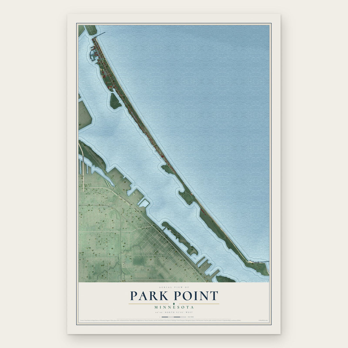 Park Point, Minnesota map print, the full design