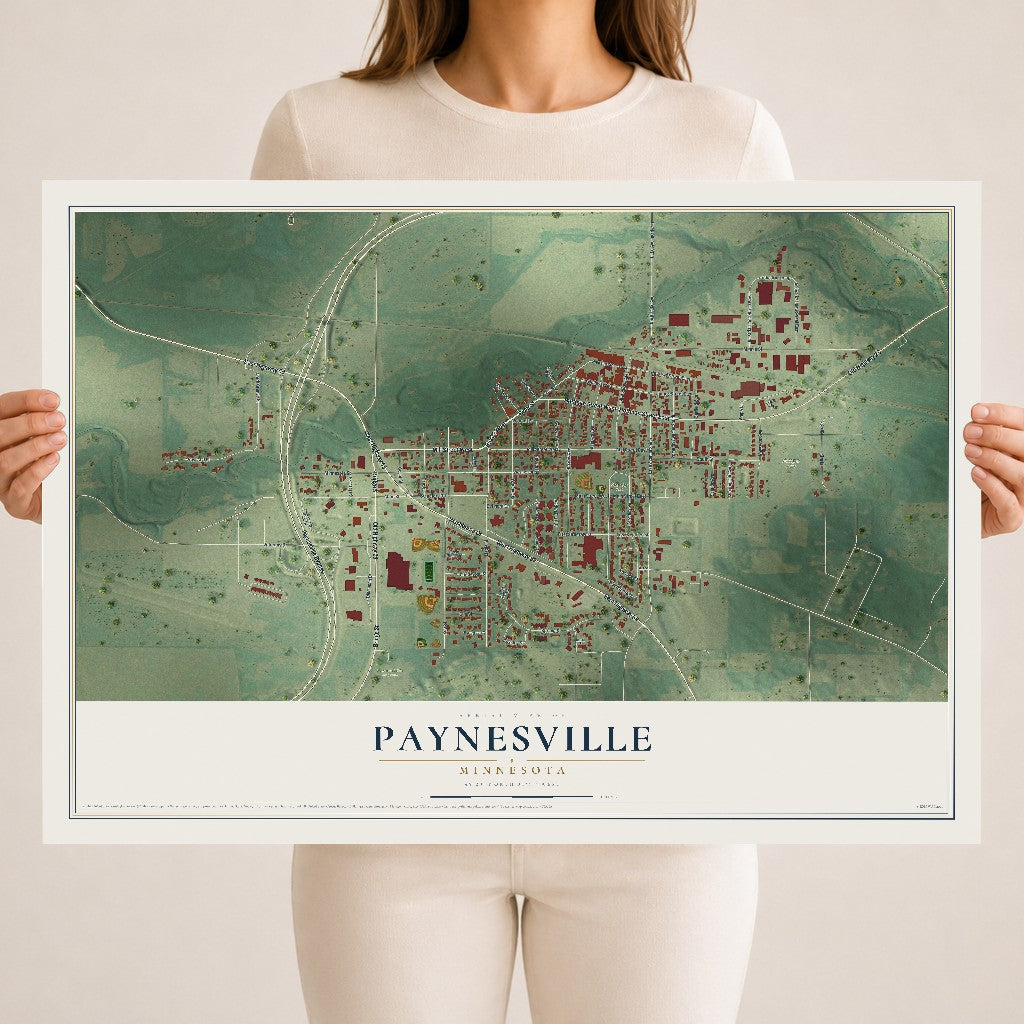 Map of Paynesville, Minnesota, 18 x 24 inch unframed archival matte print