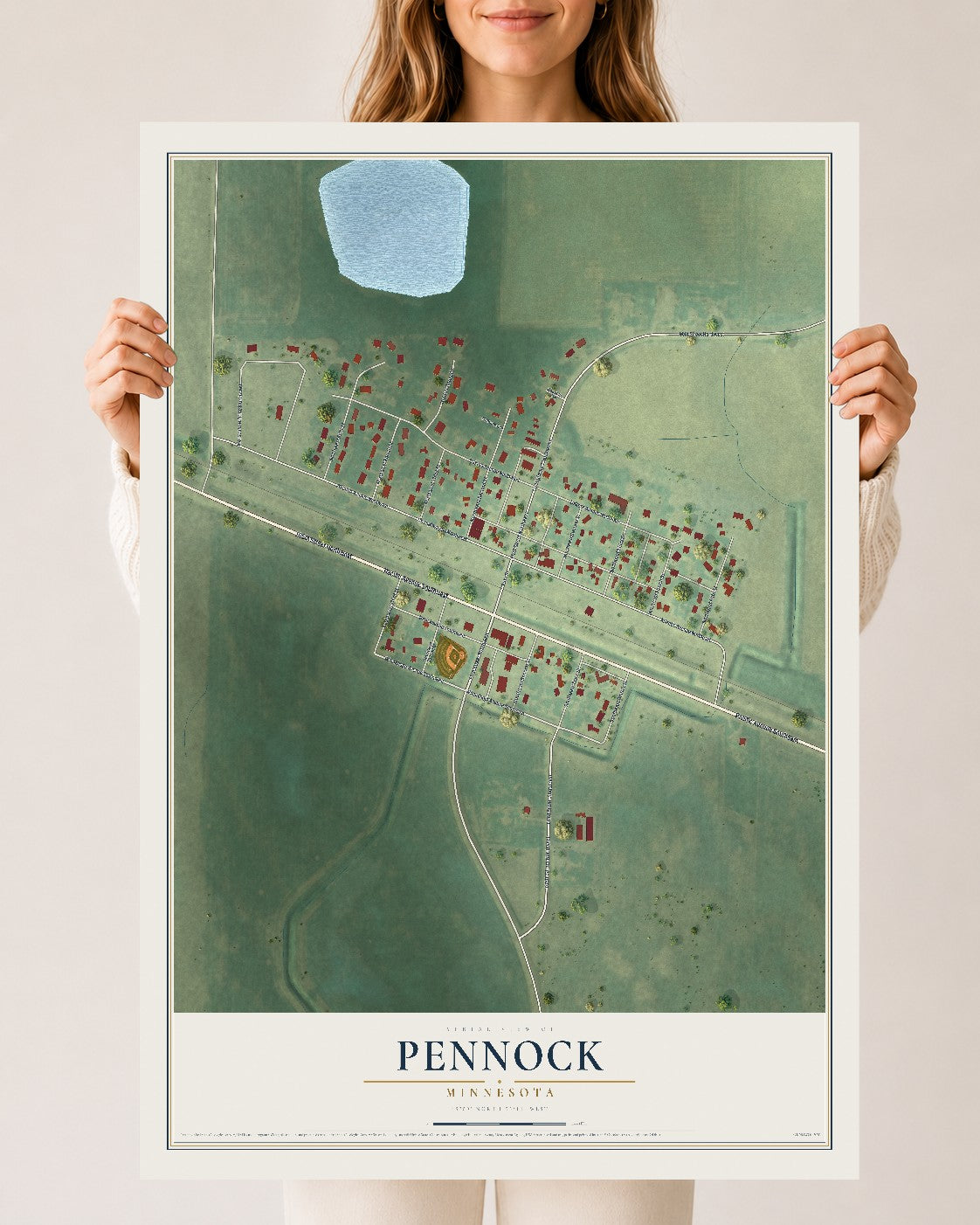 Map of Pennock, Minnesota, 24 x 36 inch unframed archival matte print