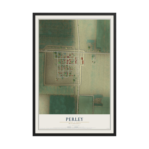 Map of Perley, Minnesota, 12 x 18 inch print in a black wood frame