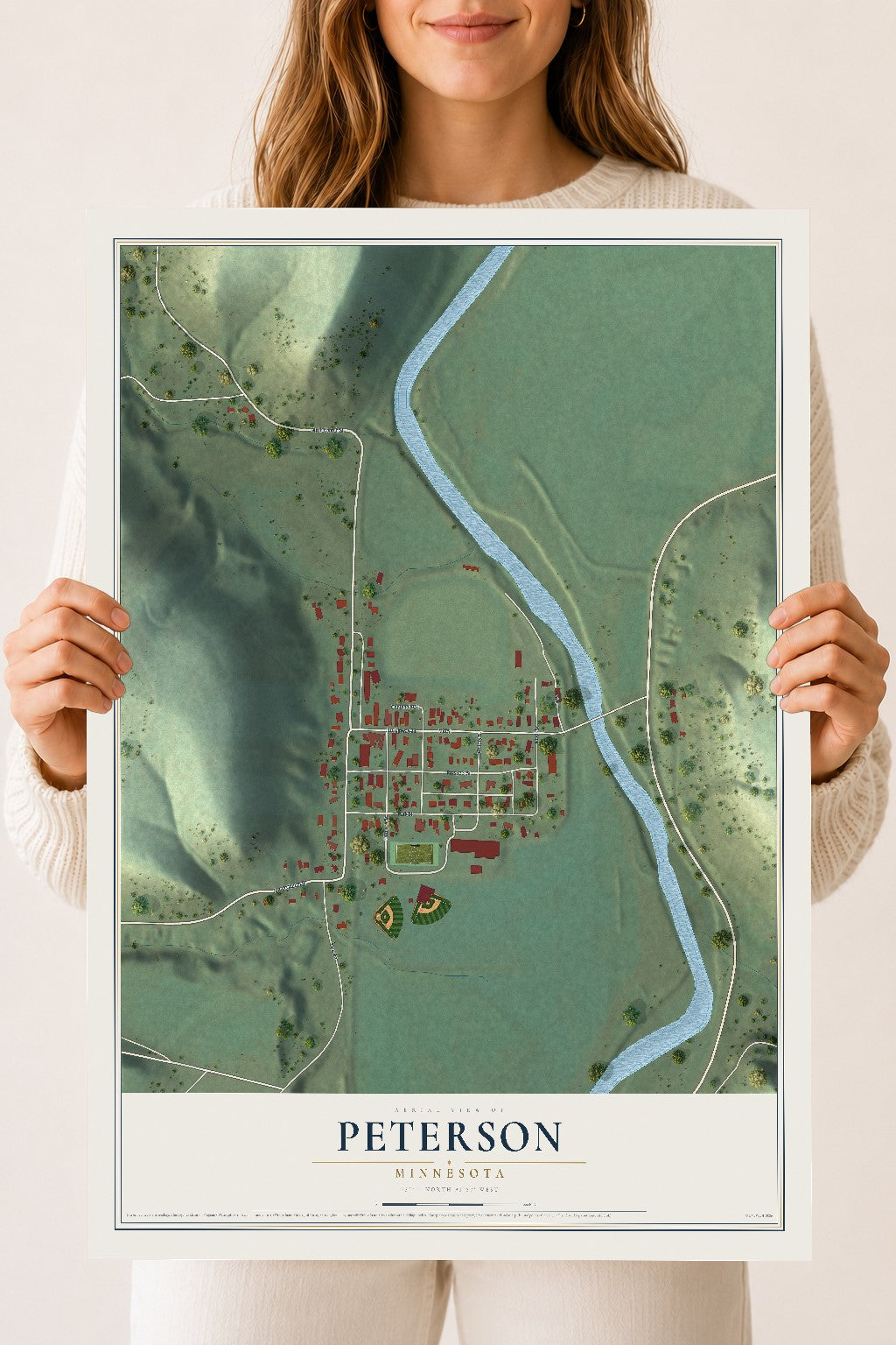 Map of Peterson, Minnesota, 18 x 24 inch unframed archival matte print