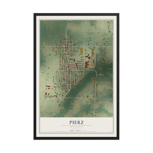 Map of Pierz, Minnesota, 12 x 18 inch print in a black wood frame