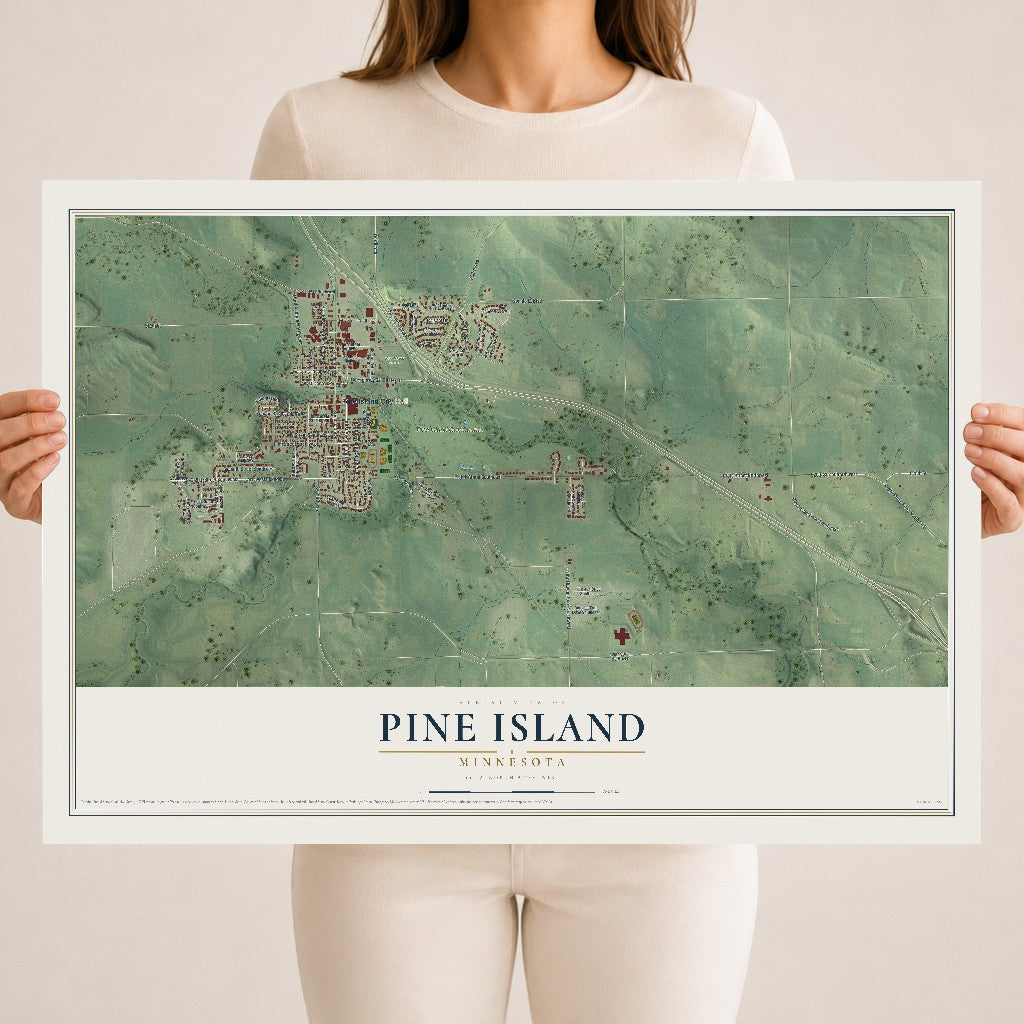 Map of Pine Island, Minnesota, 18 x 24 inch unframed archival matte print