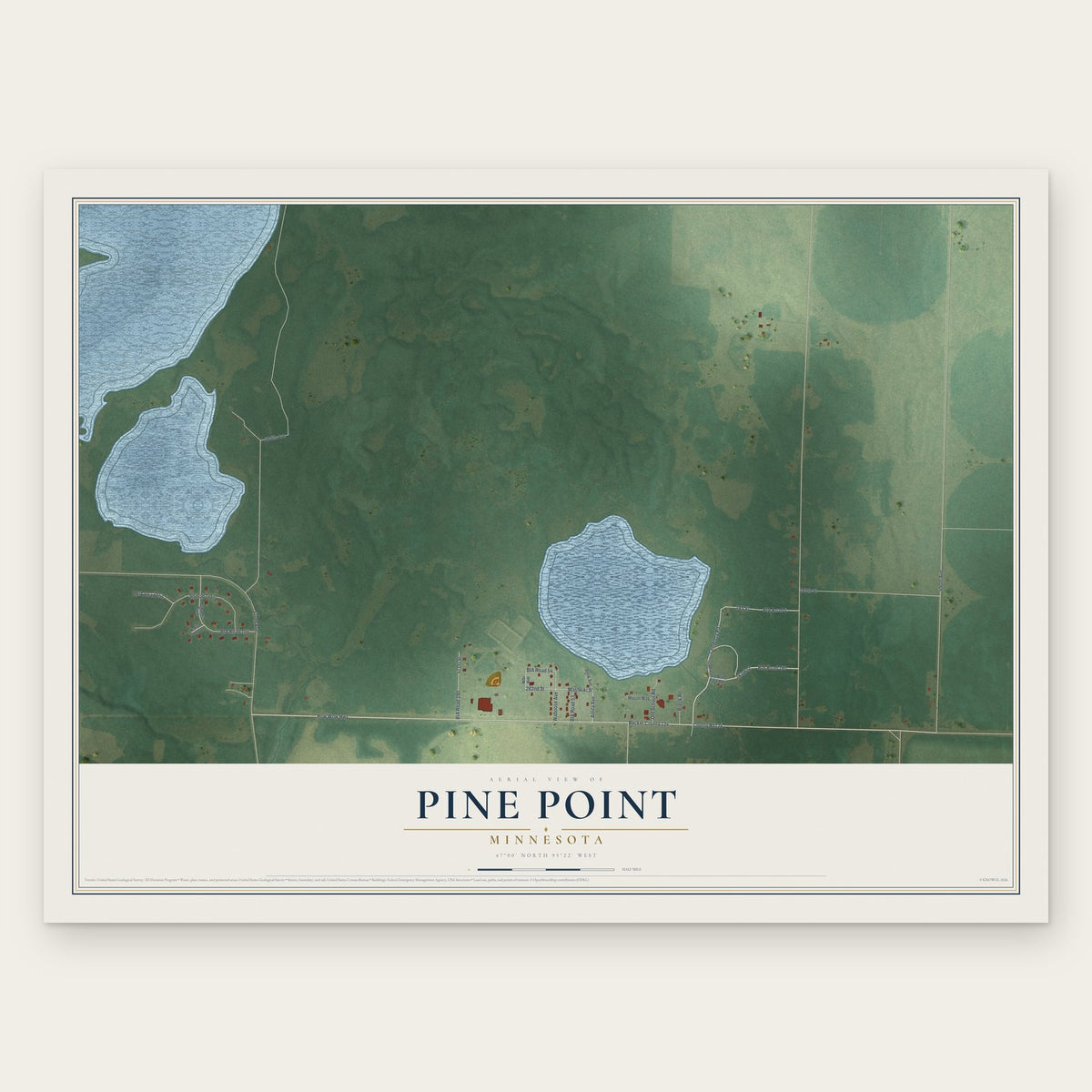 Pine Point, Minnesota map print, the full design