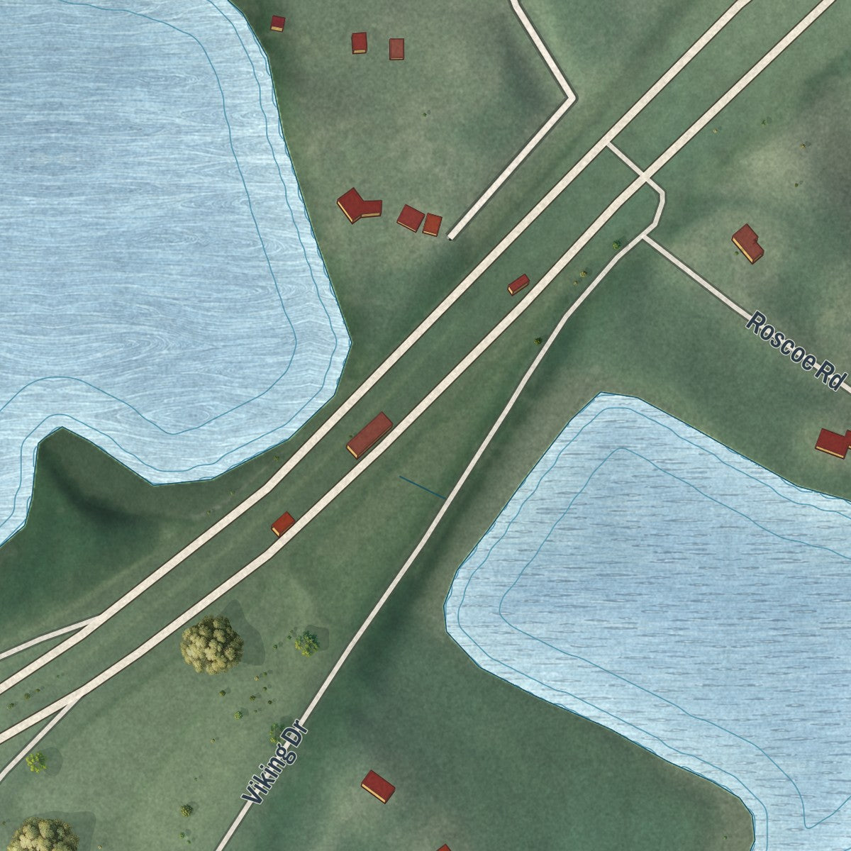 Second close-up of the map of Pine Springs, Minnesota print showing more streets and buildings