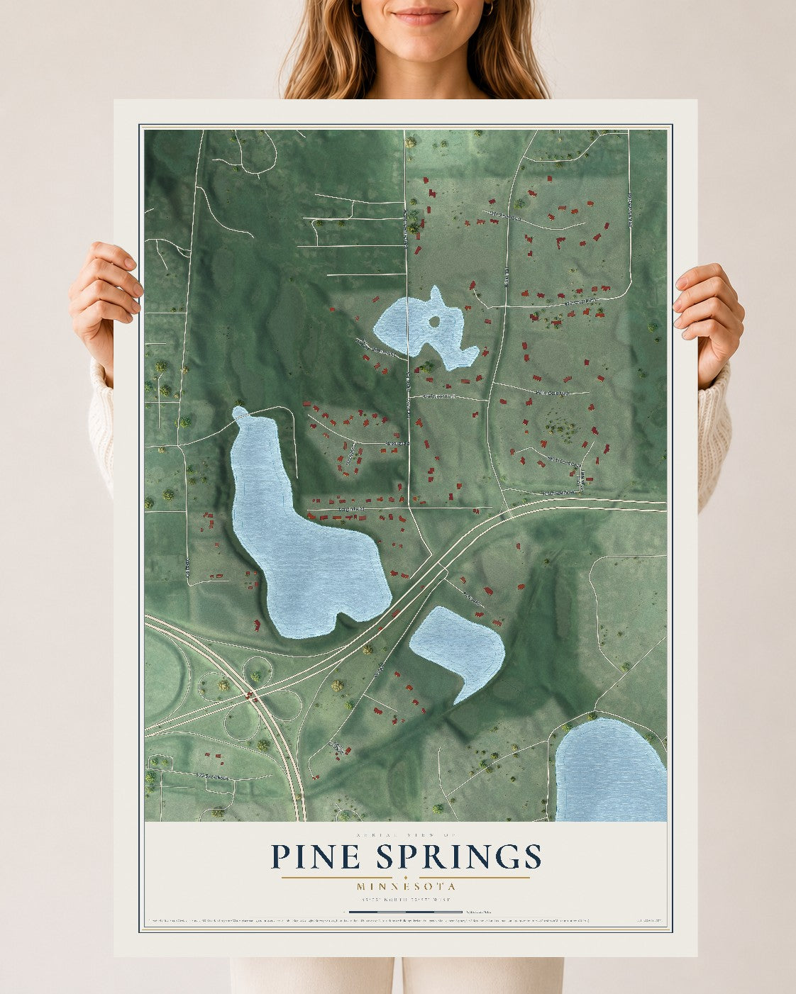 Map of Pine Springs, Minnesota, 24 x 36 inch unframed archival matte print