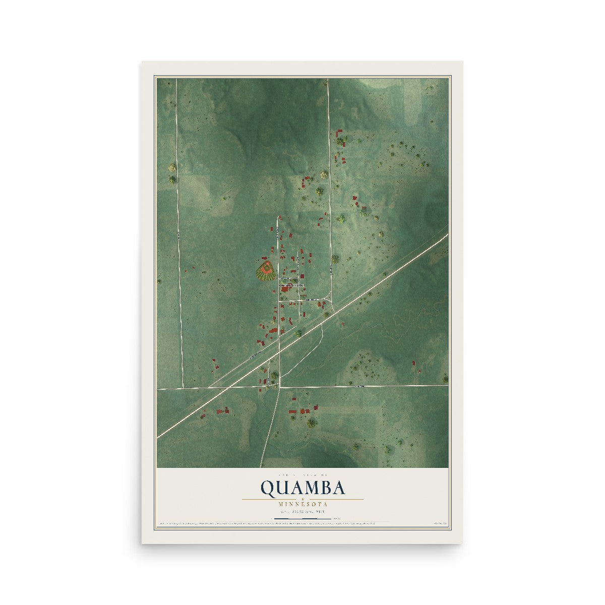 Map of Quamba, Minnesota, 12 x 18 inch unframed archival matte print