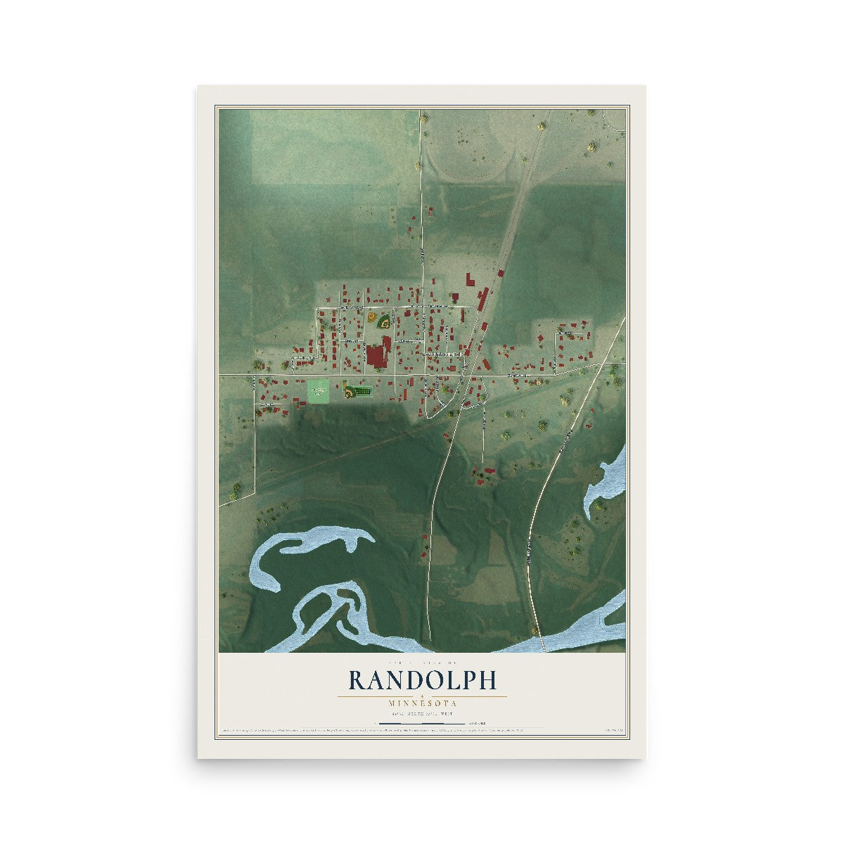 Map of Randolph, Minnesota, 12 x 18 inch unframed archival matte print