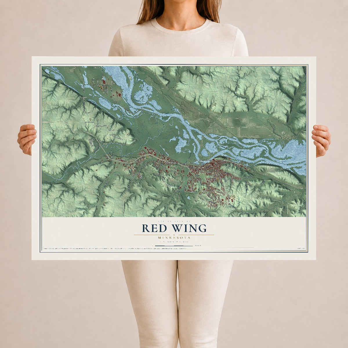 Map of Red Wing, Minnesota, 24 x 36 inch unframed archival matte print