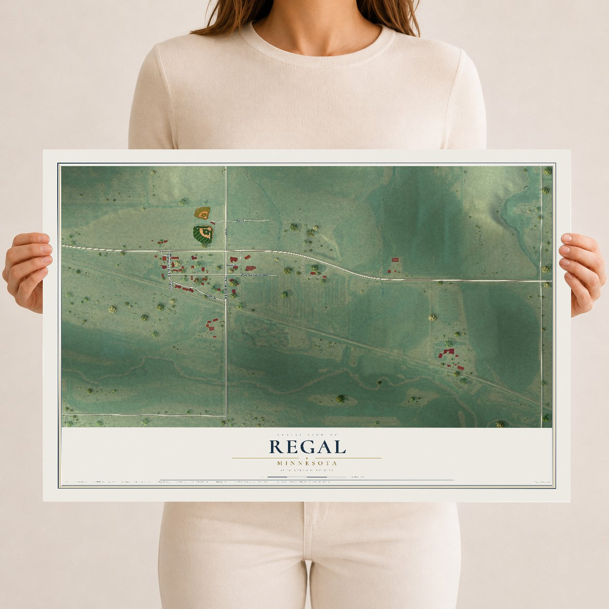 Map of Regal, Minnesota, 12 x 18 inch unframed archival matte print