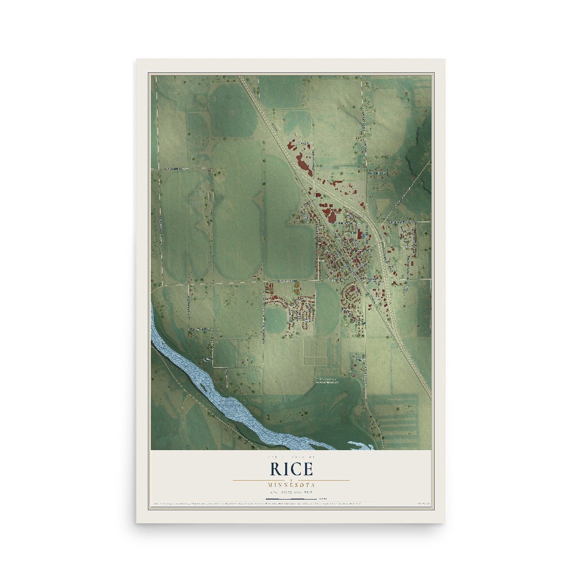 Map of Rice, Minnesota, 12 x 18 inch unframed archival matte print
