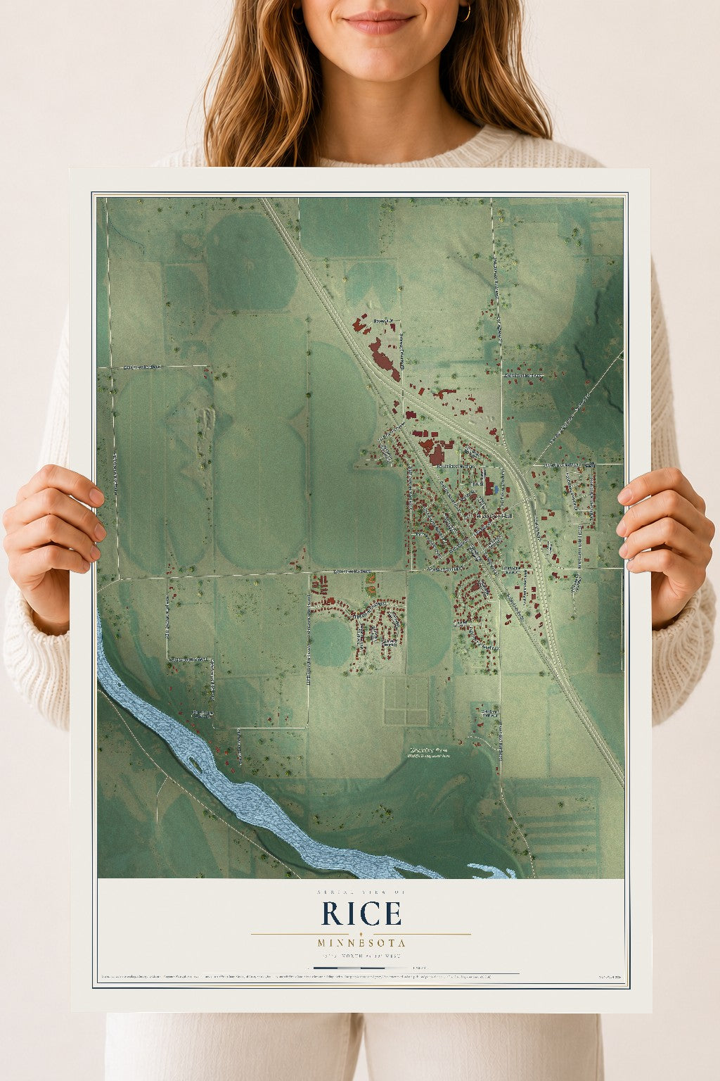 Map of Rice, Minnesota, 18 x 24 inch unframed archival matte print
